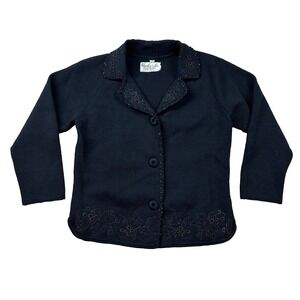 Vintage Charles & Co. Blazer Sweater Womens 34 Wool Beaded 1950s Mid Century